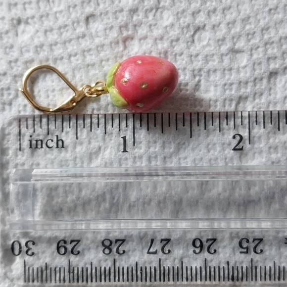 Strawberry Peach Stitch Marker Progress Keeper Set 4 Crochet Knitting Handmade - Picture 7 of 9